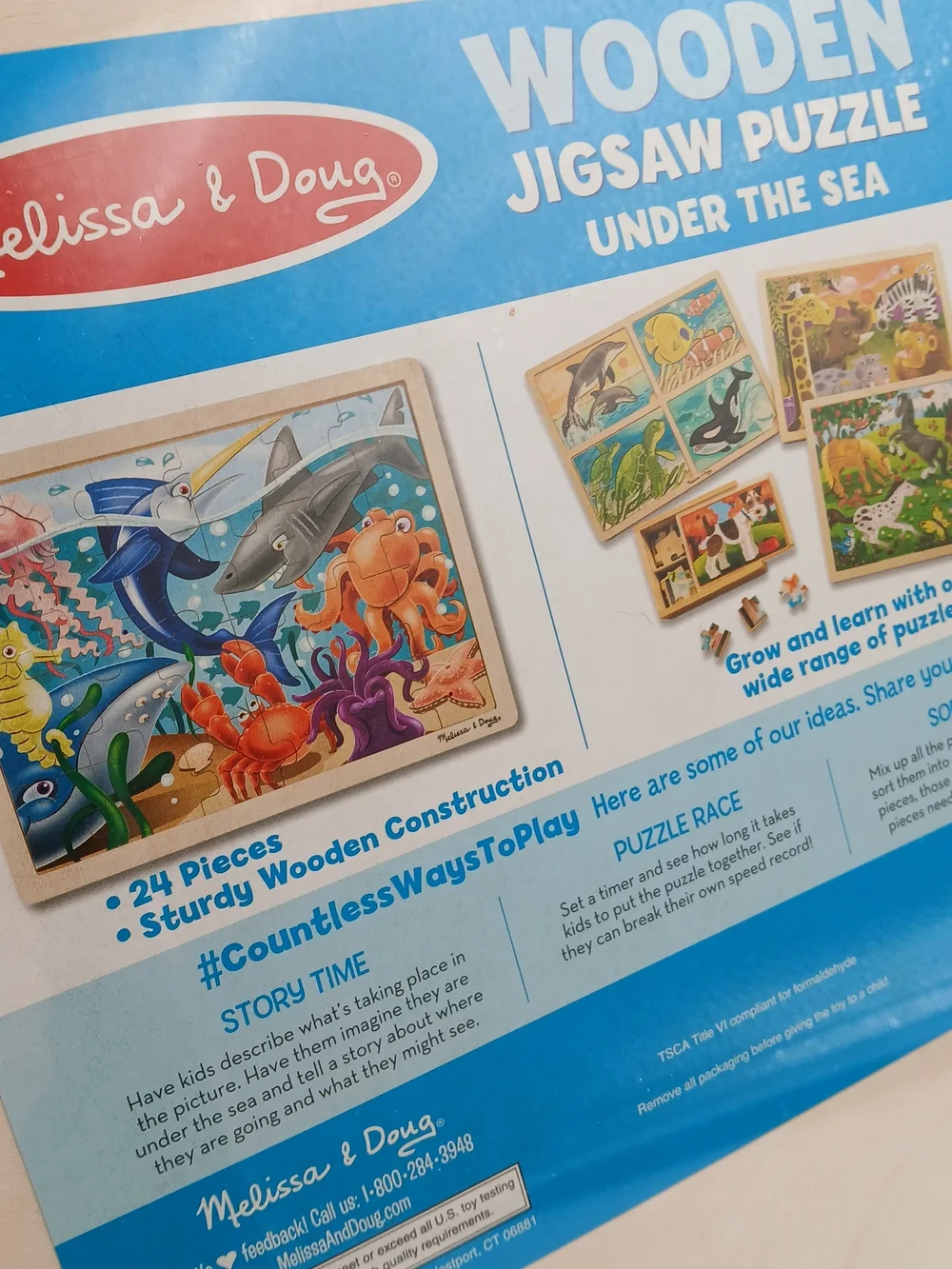 Melissa & Doug Under The Sea Wooden Jigsaw Puzzle 24 Pcs Ages 3+ 15.5